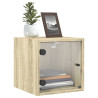 Mesitas noche con puertas vidrio 2 uds roble Sonoma 35x37x35 cm 4