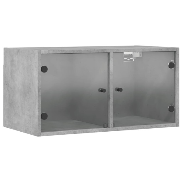 Mueble de pared puertas de vidrio gris hormigón 68.5x37x35 cm M 2
