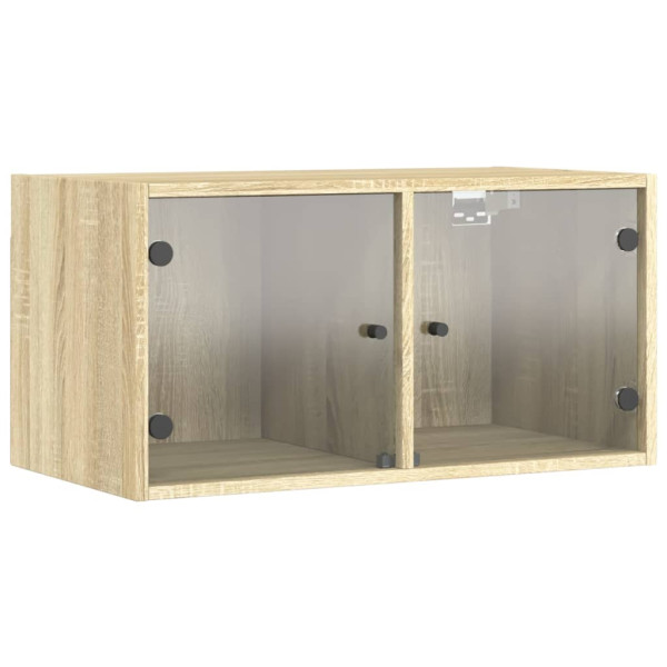 Mueble de pared puertas de vidrio roble Sonoma 68.5x37x35 cm M 2