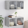 Mueble pared puertas de vidrio 2 uds gris Sonoma 68.5x37x35 cm 1