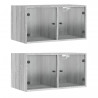Armário parede c/ porta vidro 2 pcs 68.5x37x35 cm cinza sonoma 2