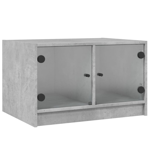 Mesa de centro c/ portas de vidro 68x50x42 cm cinza cimento M 2