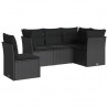 Set de muebles de jardín 5 pzas y cojines ratán sintético negro 2