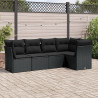 5 pcs conjunto sofás de jardim com almofadões vime PE preto 1