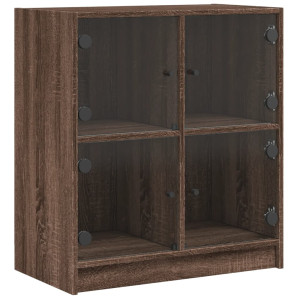 Armario auxiliar puertas de vidrio marrón roble 68x37x75.5 cm H