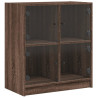 Armario auxiliar puertas de vidrio marrón roble 68x37x75.5 cm 2