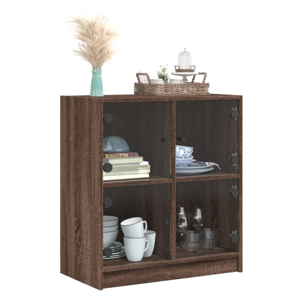 Armario auxiliar puertas de vidrio marrón roble 68x37x75.5 cm M 4
