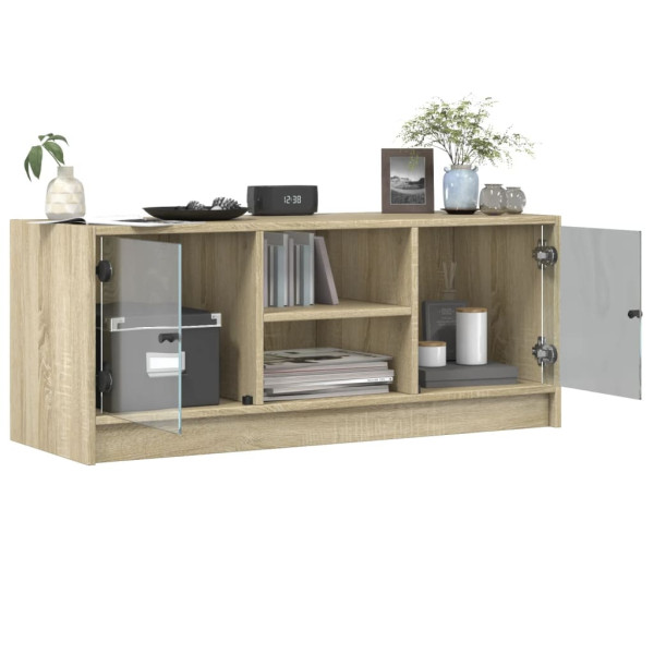 Mueble de TV con puertas de vidrio roble Sonoma 102x37x42 cm M 5