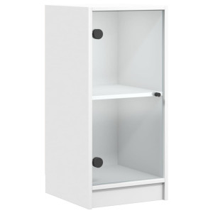 Armario auxiliar con puertas de vidrio blanco 35x37x75.5 cm H