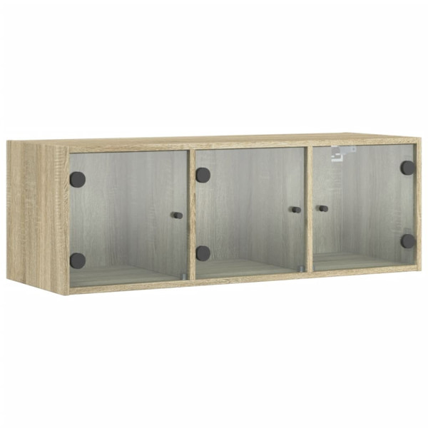 Mueble de pared puertas de vidrio roble Sonoma 102x37x35 cm M 2