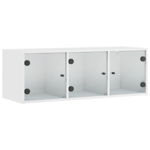 Mueble de pared con puertas de vidrio blanco 102x37x35 cm H