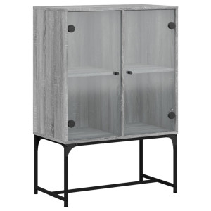 Armario auxiliar puertas de vidrio gris Sonoma 69x37x100 cm H