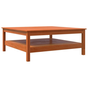 Mesa de centro madera maciza de pino marrón cera 100x100x40 cm H