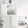 Mesitas de noche con puertas de vidrio 2 uds blanco 35x37x35 cm 1