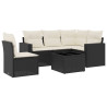 Set muebles de jardín 6 piezas y cojines ratán sintético negro 2