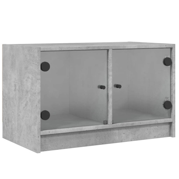 Móvel de TV c/ portas de vidro 68x37x42 cm cinza cimento M 2