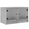 Mueble de TV con puertas de vidrio gris hormigón 68x37x42 cm 2