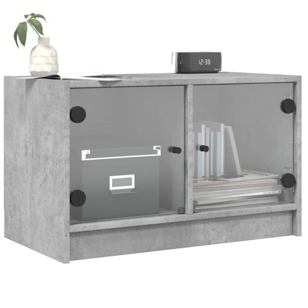 Mueble de TV con puertas de vidrio gris hormigón 68x37x42 cm M 4
