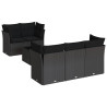 6 pcs conjunto sofás de jardim c/ almofadões vime PE preto 2