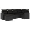 Set muebles de jardín 6 piezas y cojines ratán sintético negro 1