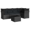 6 pcs conjunto sofás de jardim c/ almofadões vime PE preto 2