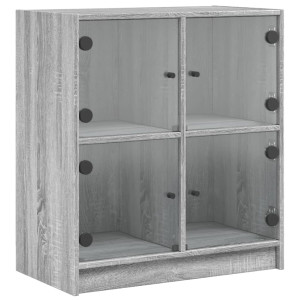 Armario auxiliar puertas de vidrio gris Sonoma 68x37x75.5 cm H