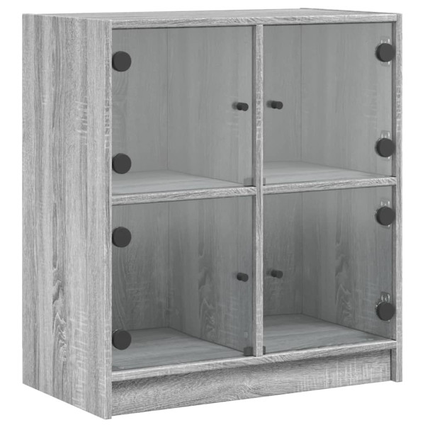 Armário de apoio c/ portas de vidro 68x37x75.5 cm cinza sonoma M 2