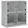Armário de apoio c/ portas de vidro 68x37x75.5 cm cinza sonoma 2