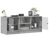 Mueble de TV con puertas de vidrio gris hormigón 102x37x42 cm 5