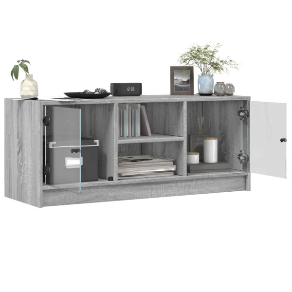 Mueble de TV con puertas de vidrio gris Sonoma 102x37x42 cm M 5
