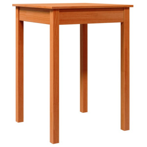 Mesa de comedor madera maciza de pino marrón cera 55x55x75 cm H