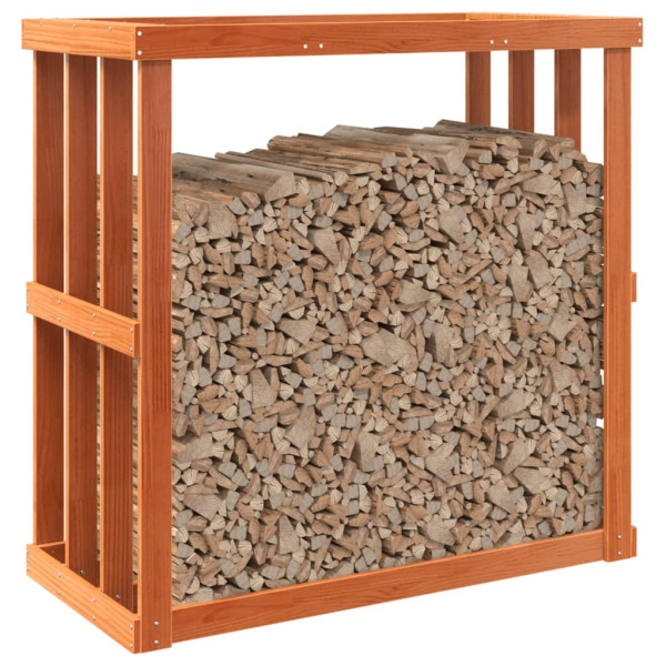 Soporte leña de exterior madera pino marrón cera 109x52x106 cm M 4