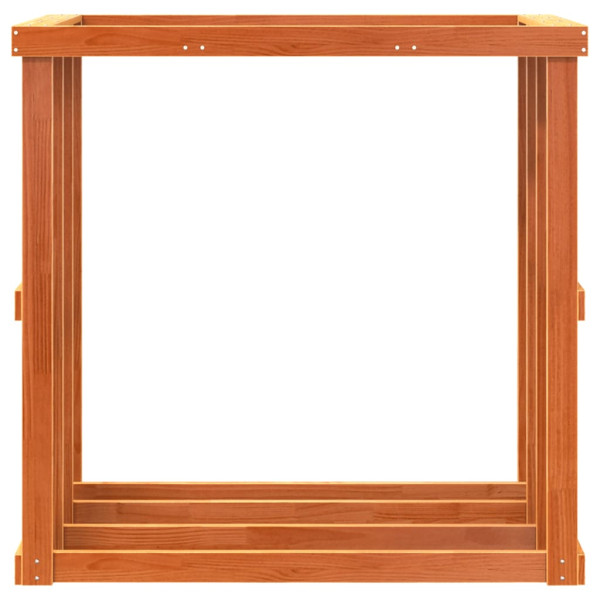 Soporte leña de exterior madera pino marrón cera 109x52x106 cm M 5