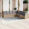 Set de sofás de jardín 9 pzas con cojines ratán sintético beige 1