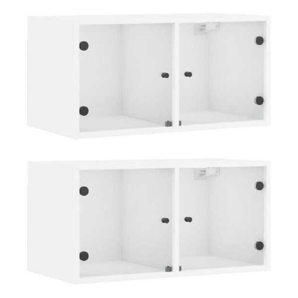 Mueble pared con puertas de vidrio 2 uds blanco 68.5x37x35 cm M 2