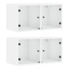 Mobiliário de parede com duas portas de vidro branco 68.5x37x35 cm 2