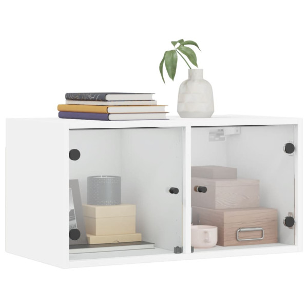 Mobiliário de parede com duas portas de vidro branco 68.5x37x35 cm M 4