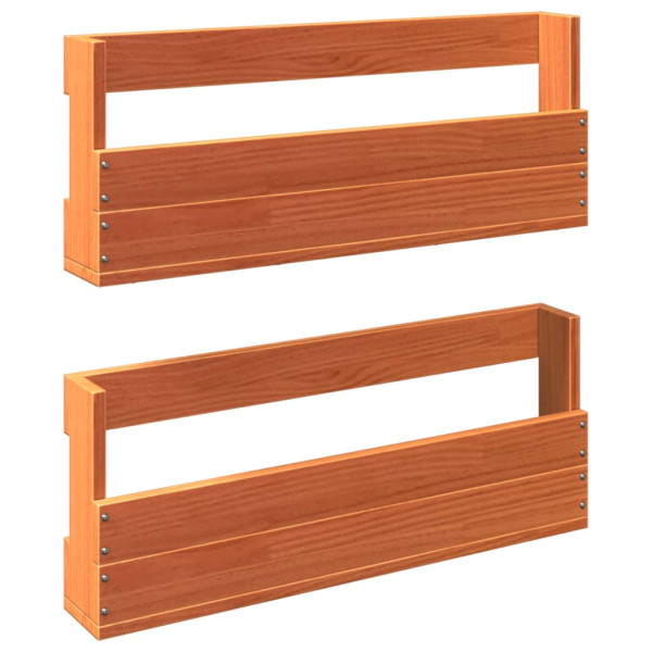 Sapateira parede 2 pcs 59x8.5x23.5cm pinho maciço castanho cera M 2