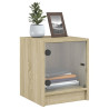 Mesitas noche con puertas vidrio 2 uds roble Sonoma 35x37x42 cm 4