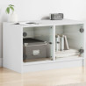 Mueble de TV con puertas de vidrio blanco 68x37x42 cm 1