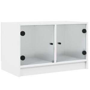 Móvel de TV c/ portas de vidro 68x37x42 cm branco H