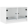 Mueble de TV con puertas de vidrio blanco 68x37x42 cm 2