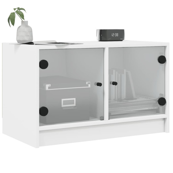 Mueble de TV con puertas de vidrio blanco 68x37x42 cm M 4