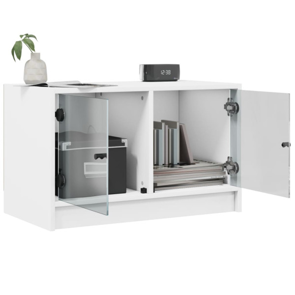 Mueble de TV con puertas de vidrio blanco 68x37x42 cm M 5