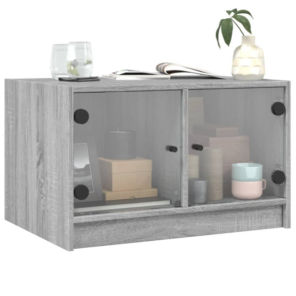 Mesa de centro con puertas de vidrio gris Sonoma 68x50x42 cm M 4