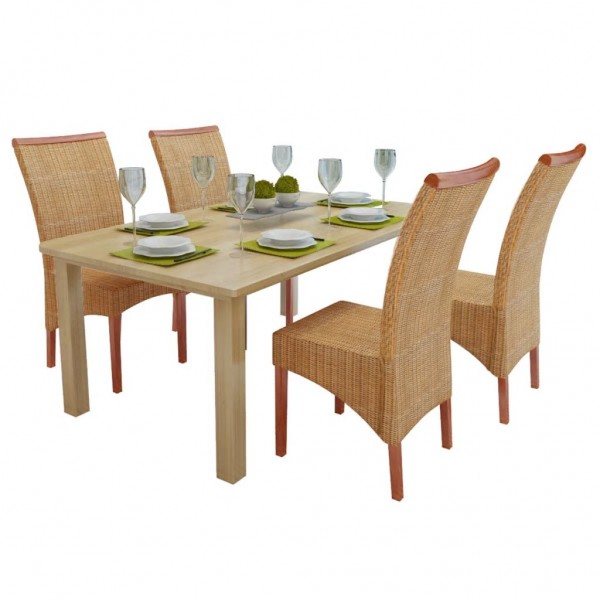 Sillas de comedor 4 unidades ratán natural marrón D