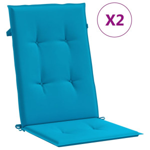 Cojín silla de jardín respaldo alto 2 uds tela azul 120x50x3 cm H
