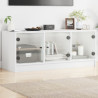 Mueble de TV con puertas de vidrio blanco 102x37x42 cm 1