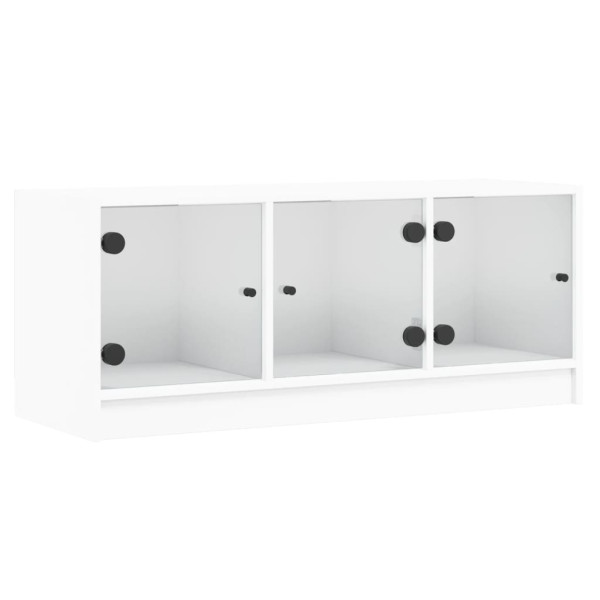 Móvel de TV c/ portas de vidro 102x37x42 cm branco M 2