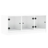 Mueble de TV con puertas de vidrio blanco 102x37x42 cm 2